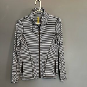 Lole jacket, size large, dark gray and white stripe
